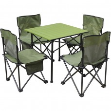 Zestaw turystyczny 5w1 stolik i 4 krzesła zielony